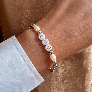 Personalised Silver & Pearl Bracelet