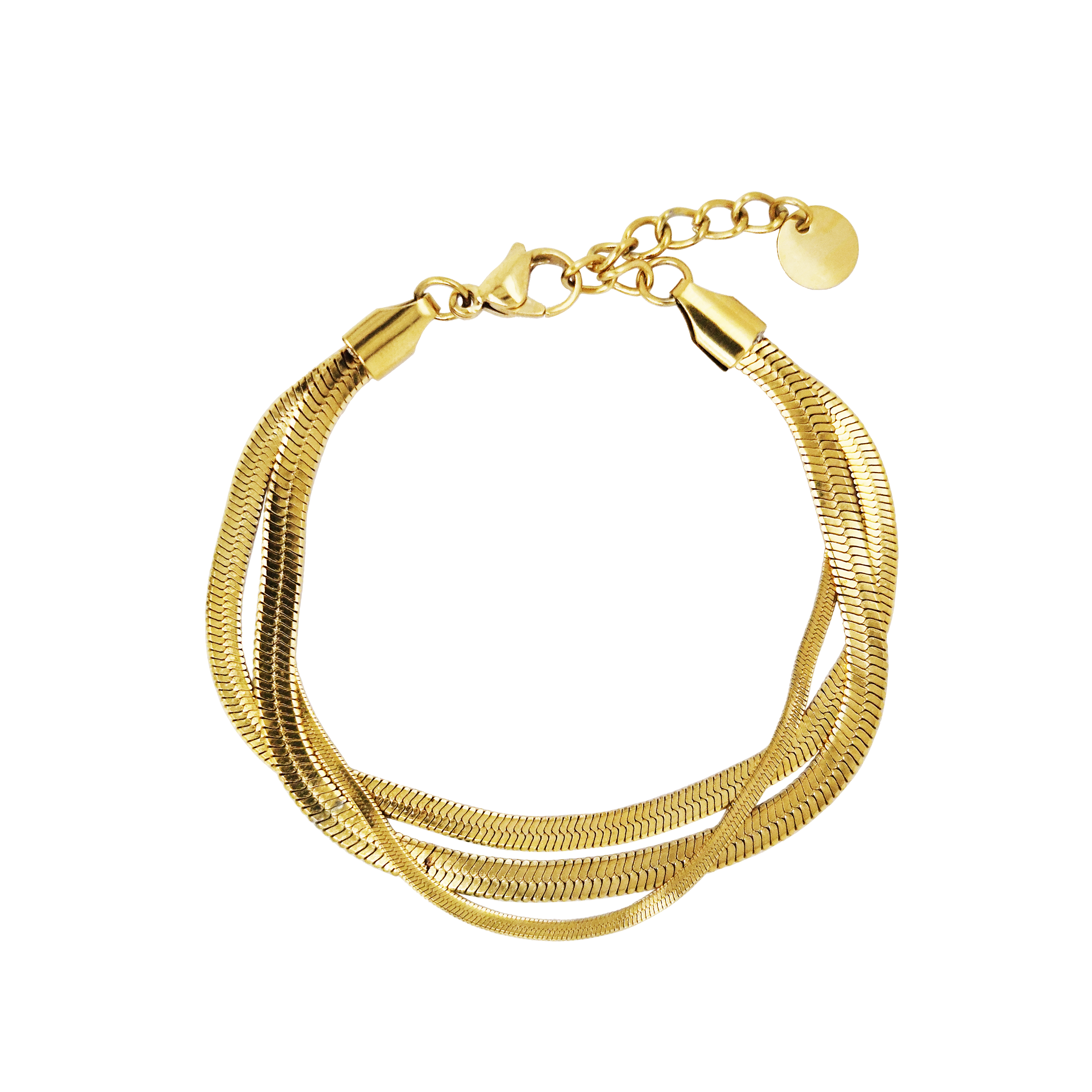 Yellow Gold Plated Triple Herringbone Bracelet
