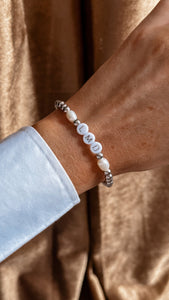 Personalised Silver & Pearl Bracelet