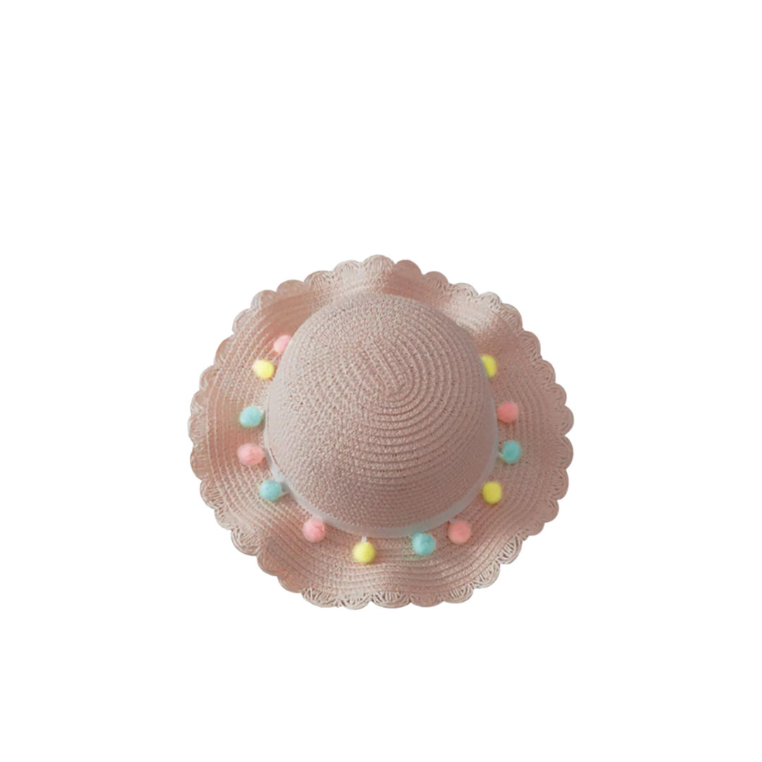 Kids Pink Straw Hat