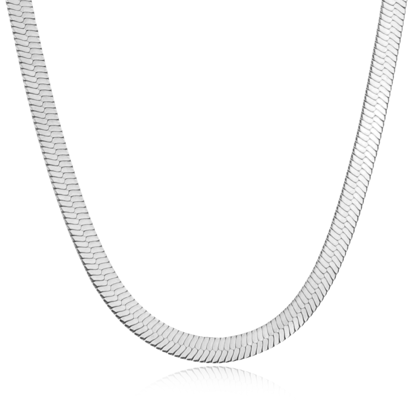Bold Herringbone Silver Plated Necklace