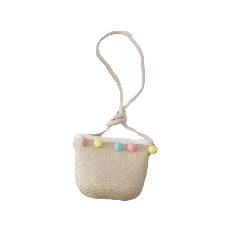Kids Cream Straw Bag