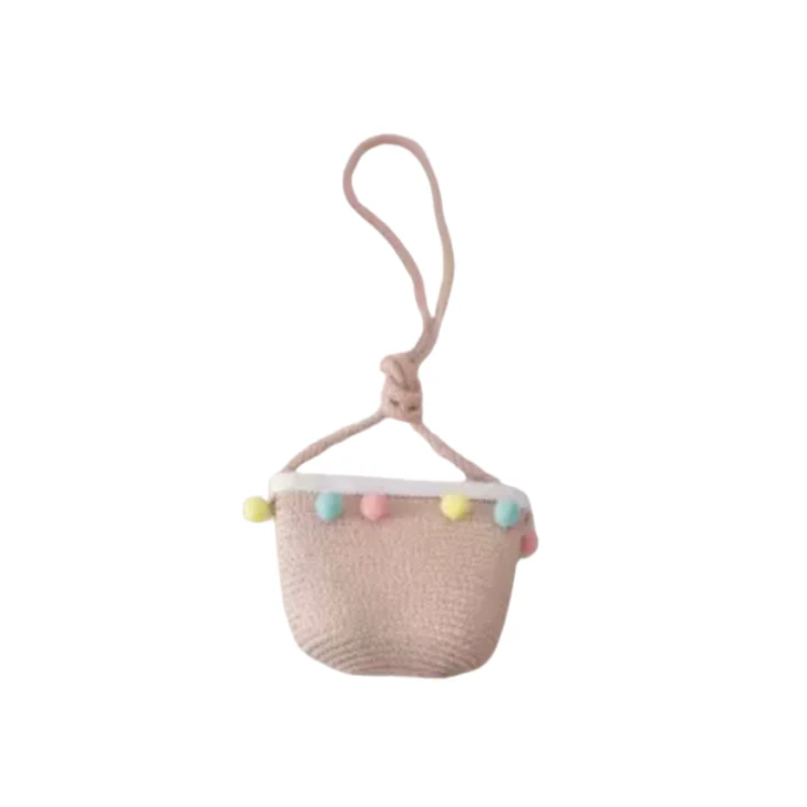 Kids Pink Straw Bag