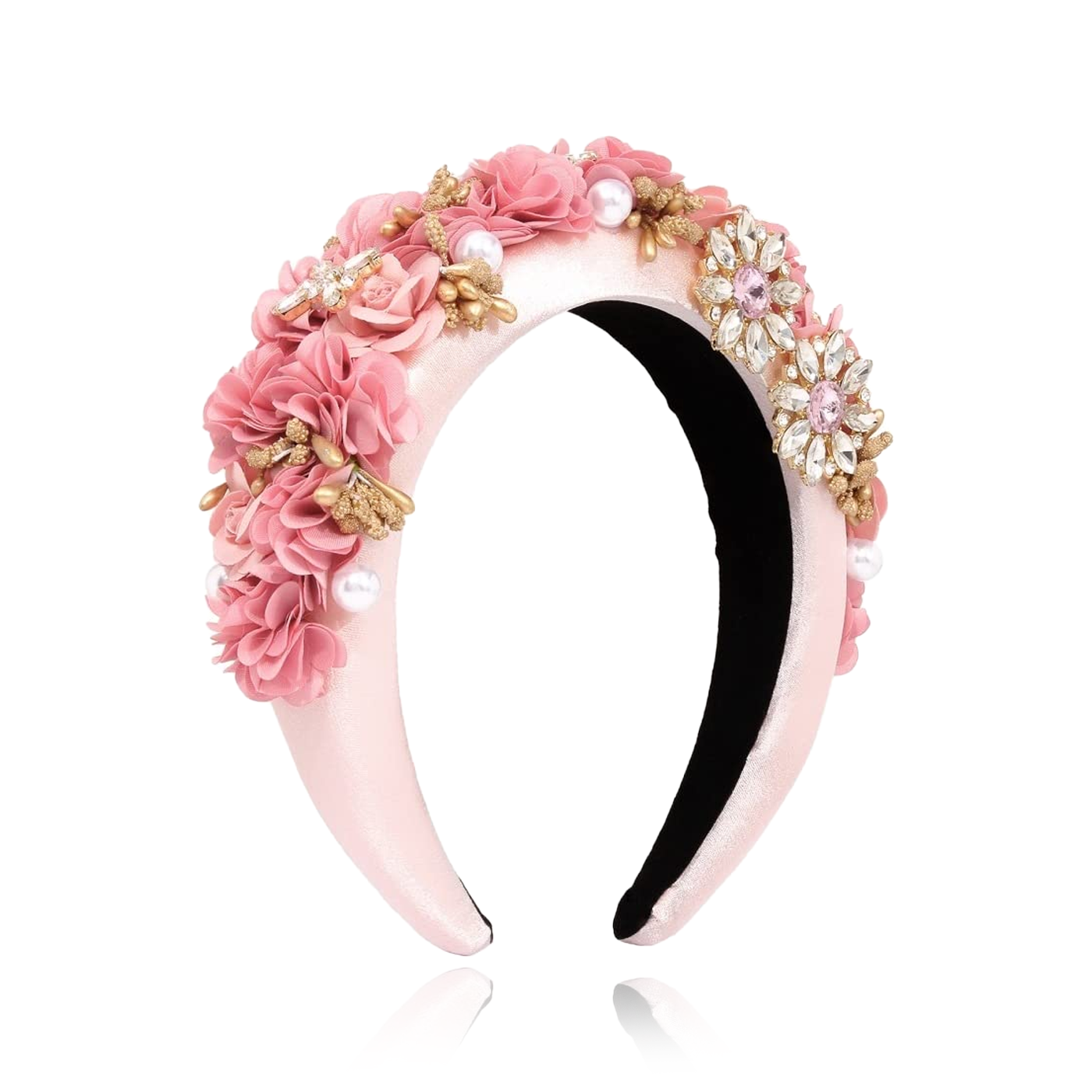 Pink Flower & Beaded Headband