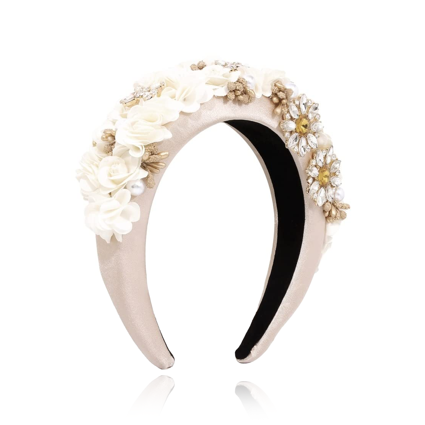 Cream Flower & Beaded Headband