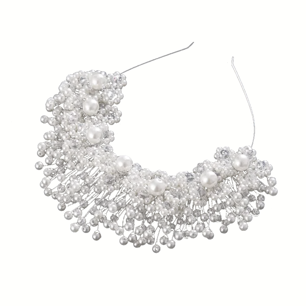 White Pearl Beaded Headband