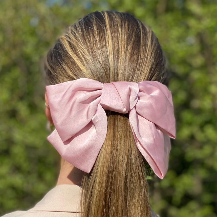 Pink Satin Hair Bow