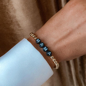 Personalised Black & Gold Beaded Bracelet