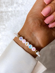 Personalised Multicoloured & Pearl Beaded Bracelet