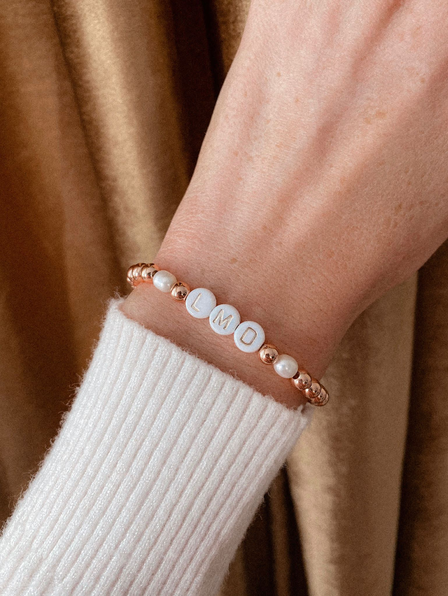 Personalised Rose Gold & Pearl Bracelet